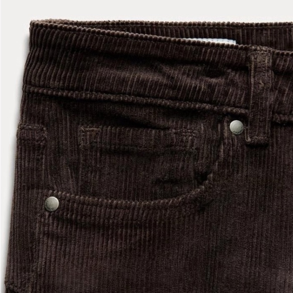 ZARA Mid-rise Corduroy Bootcut Pants in Brown size 8 - Picture 5 of 12